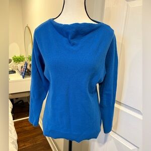Cynthia Rowley 100% Merino Wool Cowl Neck Sweater Blue Size L